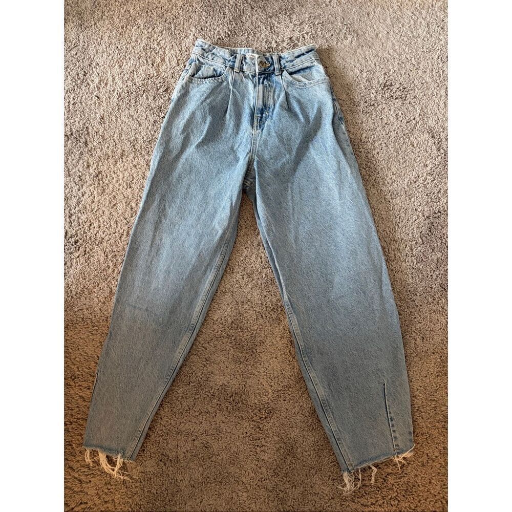 Zara Loose Vintage Slouchy Boyfriend Fit Tapered Cotton Jeans Size 00